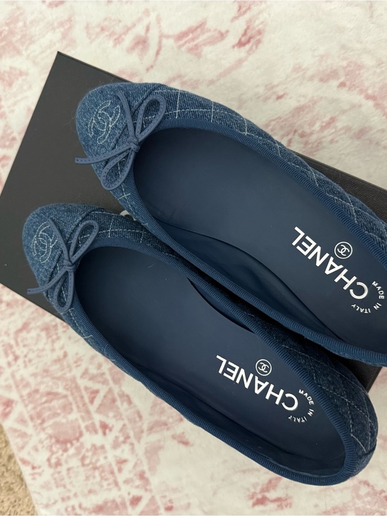 CHANEL Shoes - Chanel Navy Quilted Ballet Flats